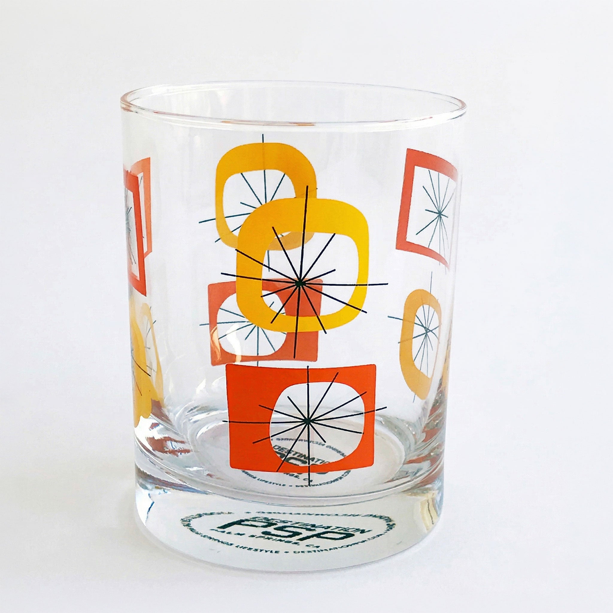 Atomic Old Fashioned Glass - Orange Yellow