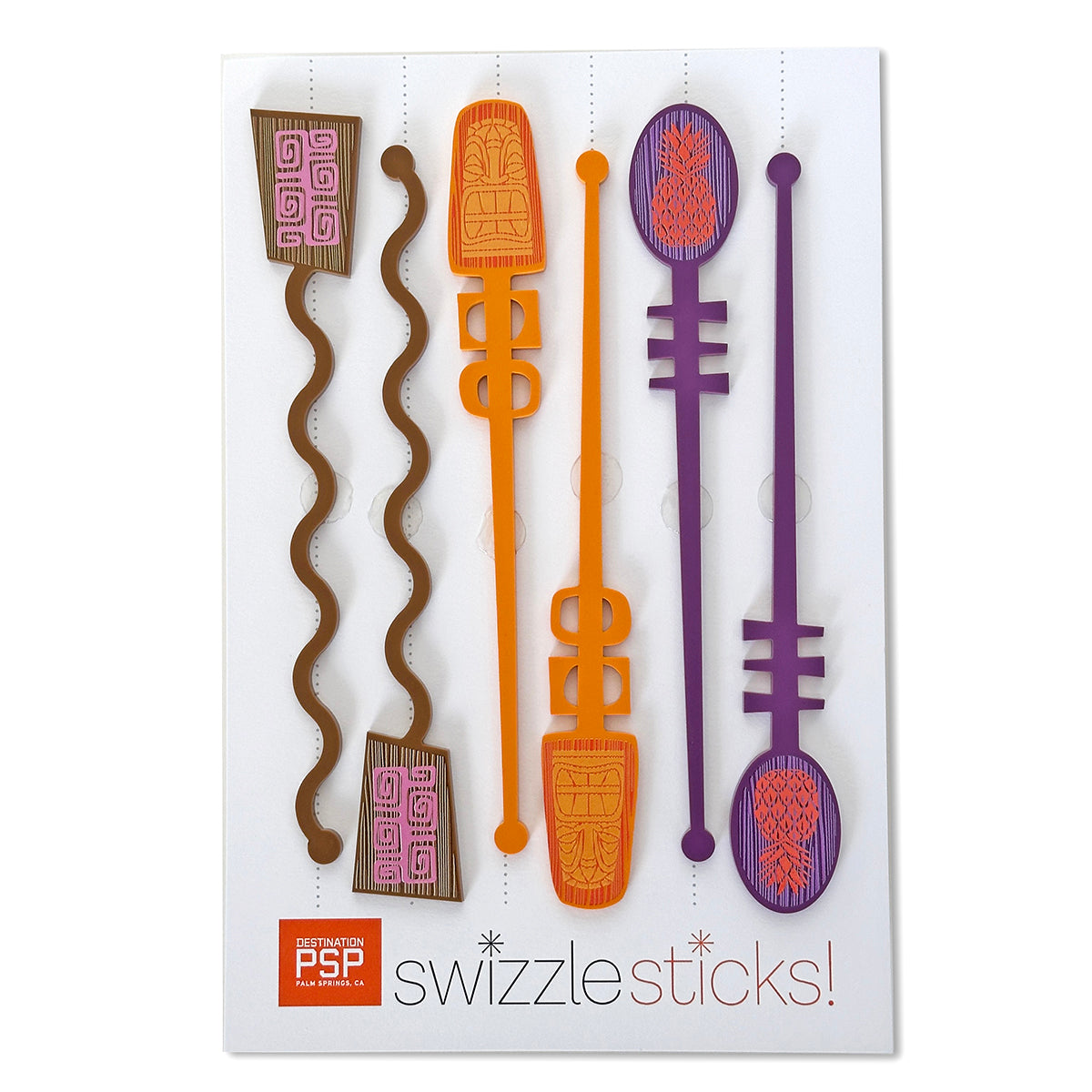 tiki design swizzle sticks