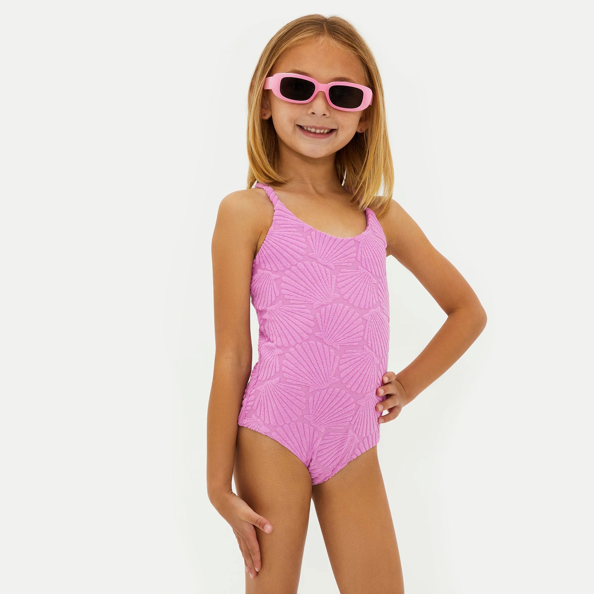 Beach Riot Little Julia One Piece Swimsuit Shell Pink Terry