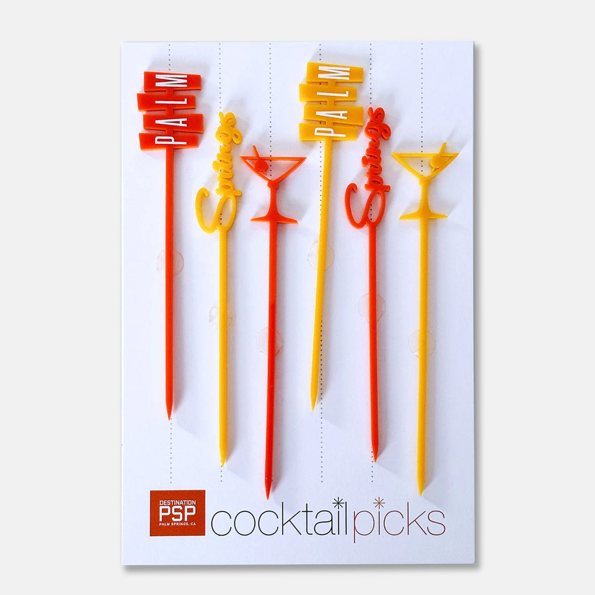 Cocktail Picks Set  - Palm Springs Martini Design - Orange
