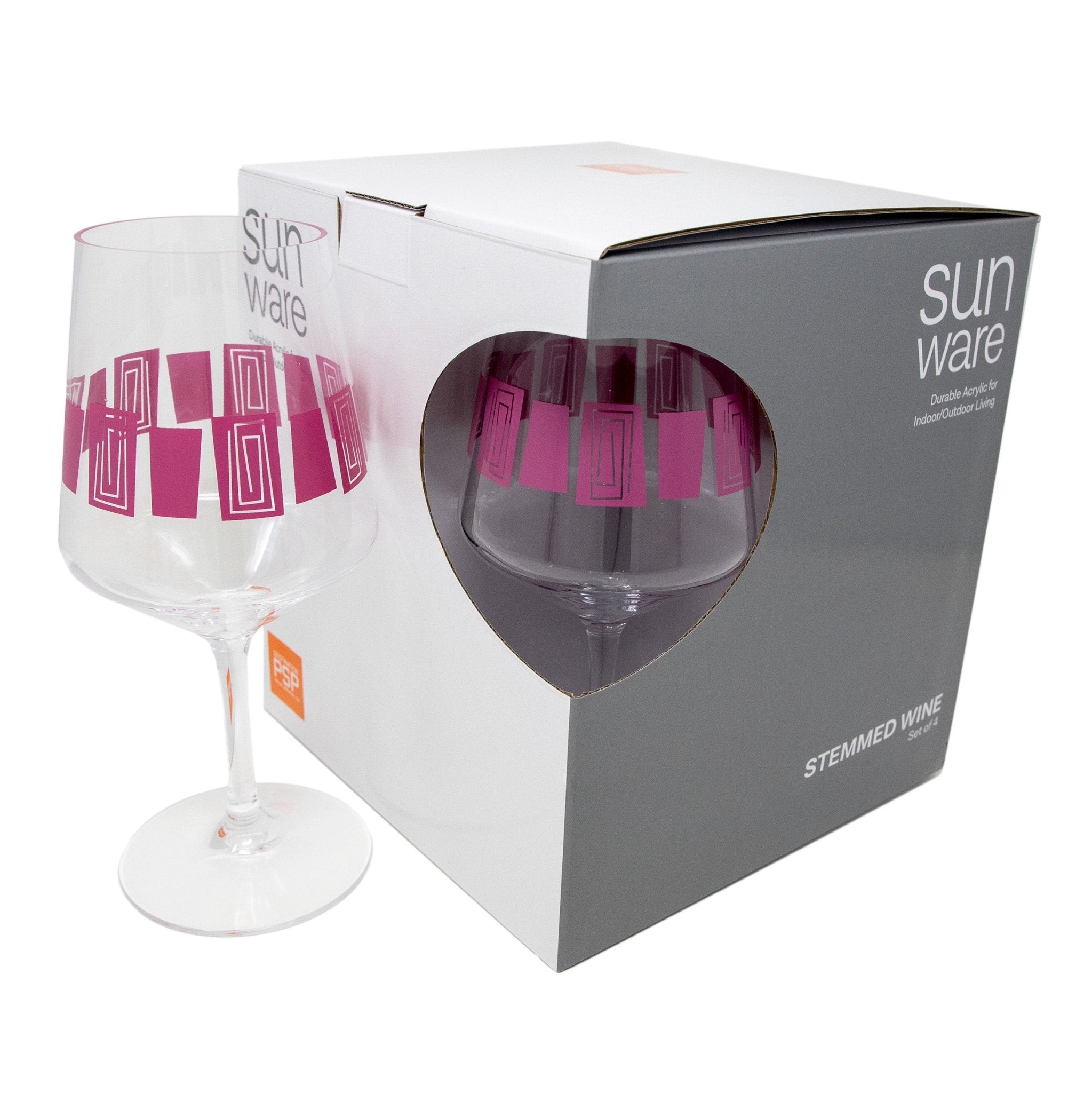 Destination PSP - Tiki Acrylic Stemmed Wine: Set of 4 Purple - Stemware