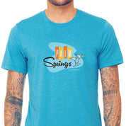 Palm Springs Retro Martini Unisex T-shirt - Neon Blue - Destination PSP