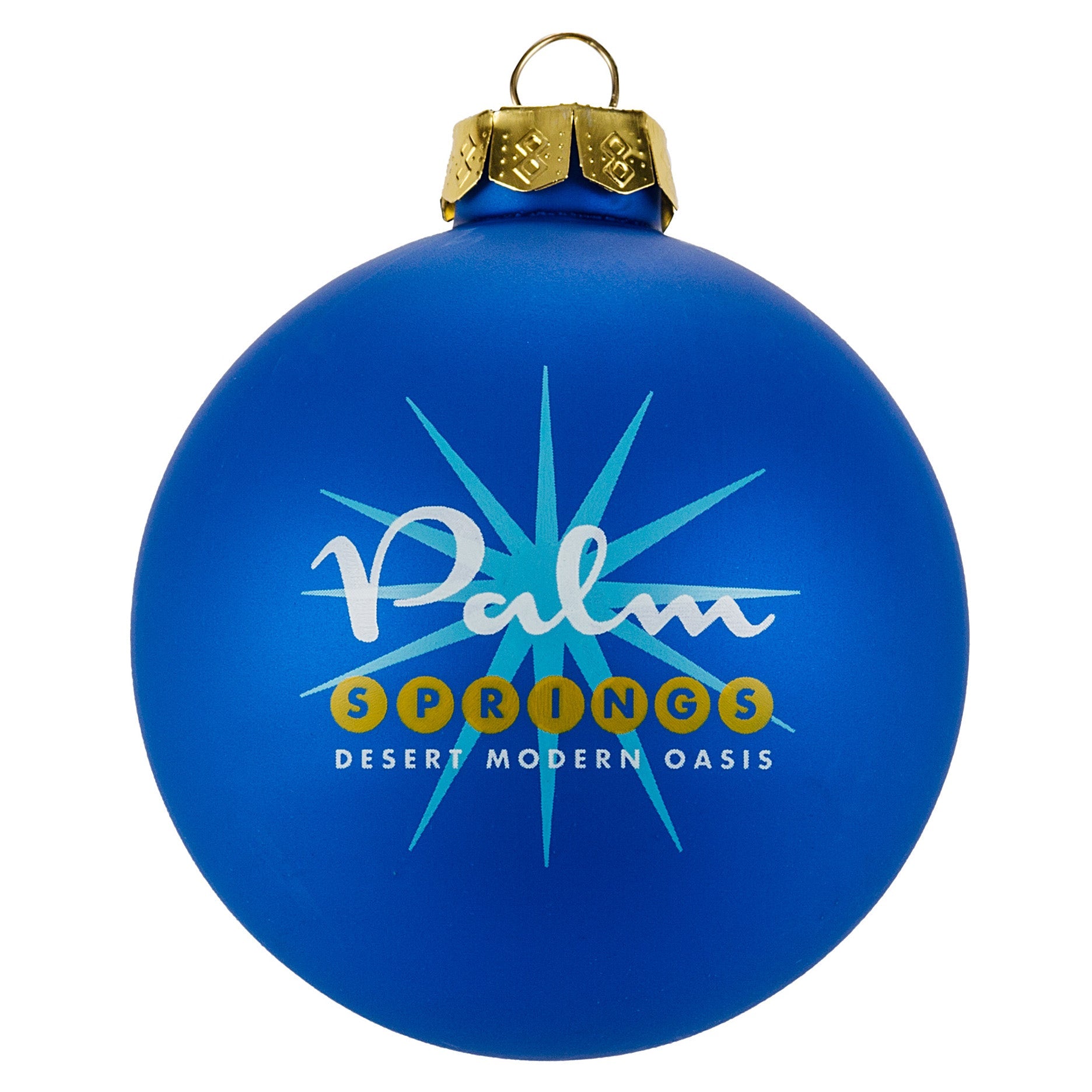 Palm Springs Starburst Holiday Glass Ornament - Matte Blue - Destination PSP
