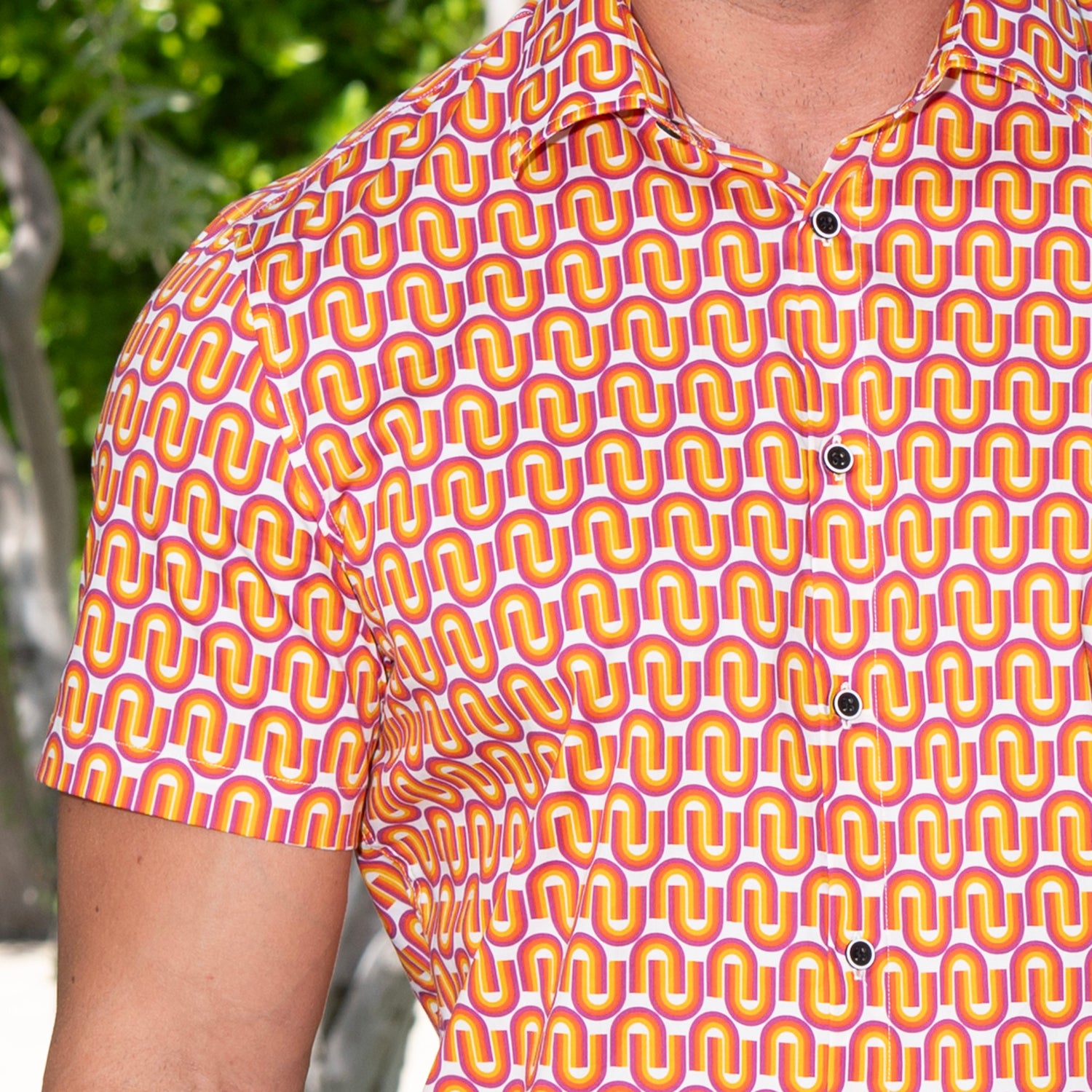 Cotton Mod Shirt - Links Orange & Purple