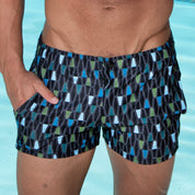 Mod Swim Shorts - Lava Lamp Black & Blue