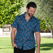 Cotton Mod Shirt - Soleil blue and Red