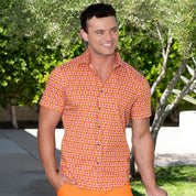 Cotton Mod Shirt - Links Orange & Purple
