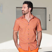 Cotton Mod Shirt - Links Orange & Purple