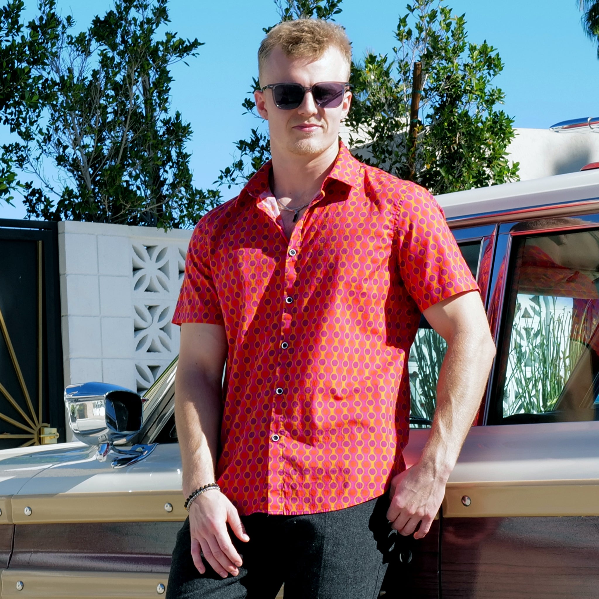 Destination PSP - Palm Springs Fashion: Patterned Mod Shirt - Tiki Black