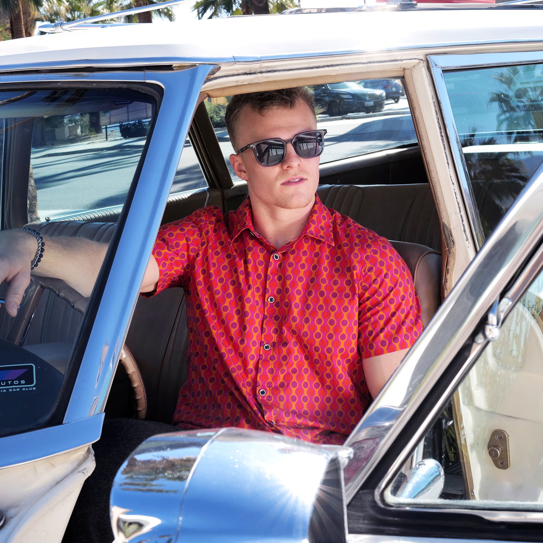 Cotton Mod Shirt - Red Bubbles