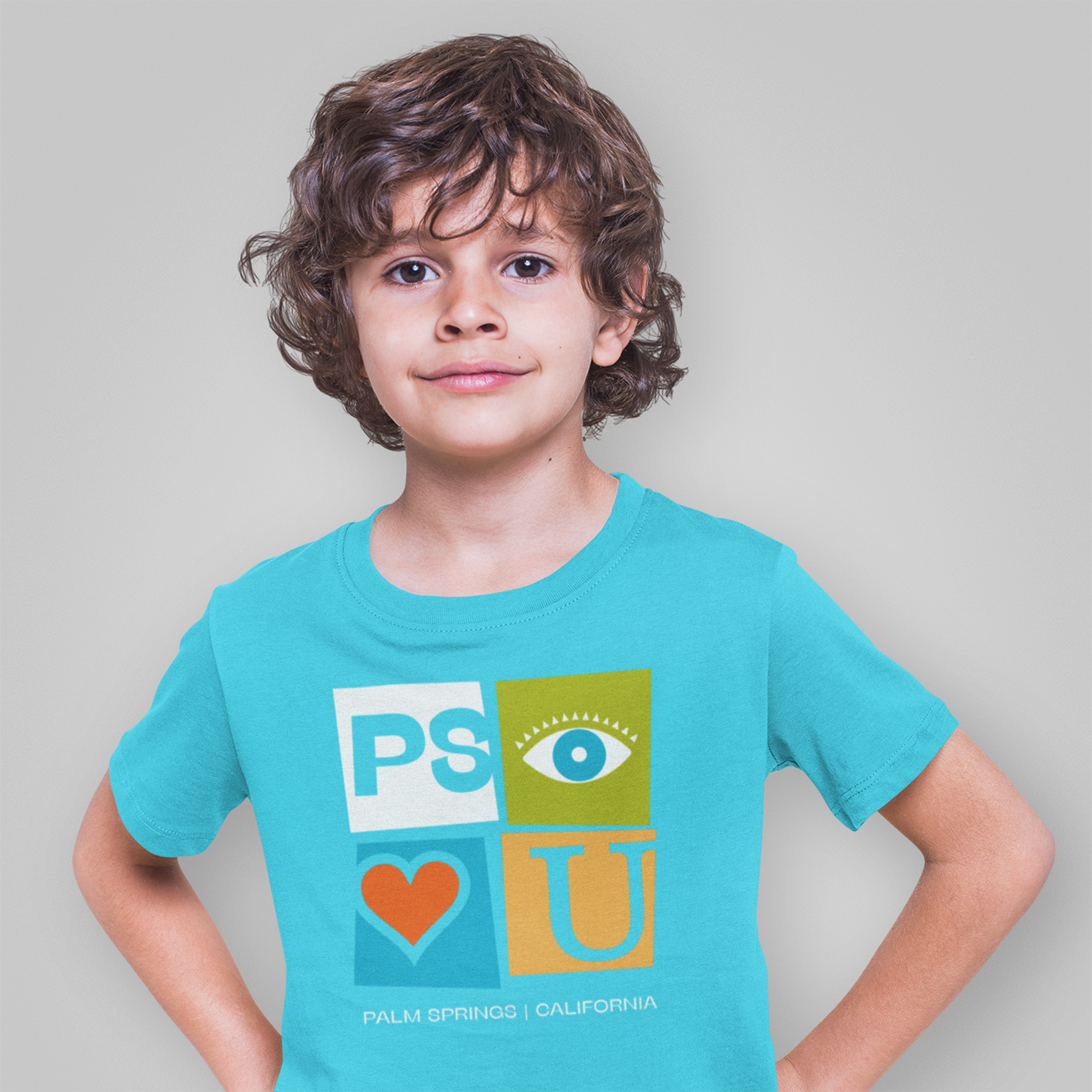 Kids Unisex T-shirt - Kids PS I Love You Icons T - Turquoise