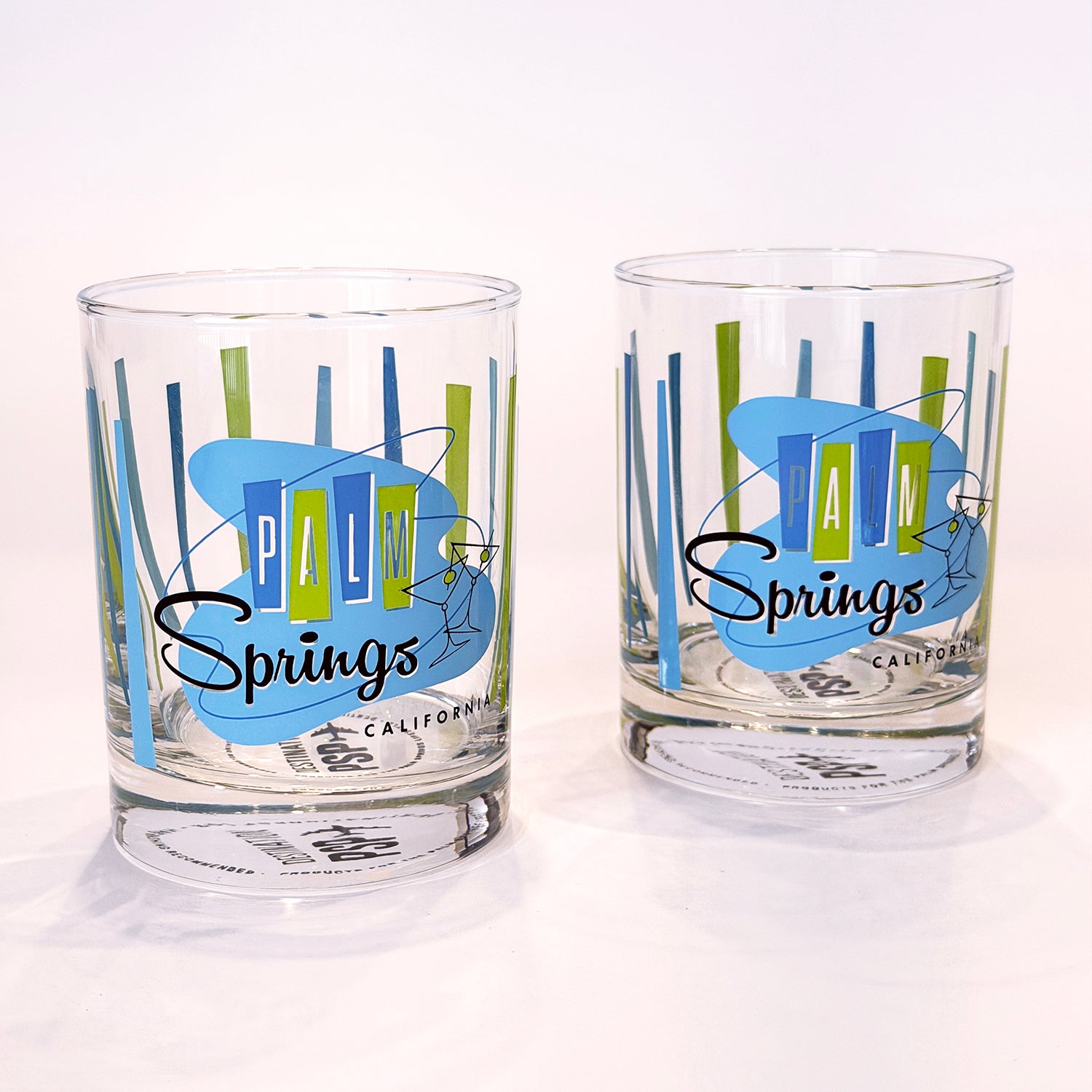 Palm Springs Martini Old Fashioned Glass - Blue Green (Set of 4)