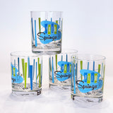 Palm Springs Martini Old Fashioned Glass - Blue Green (Set of 4)
