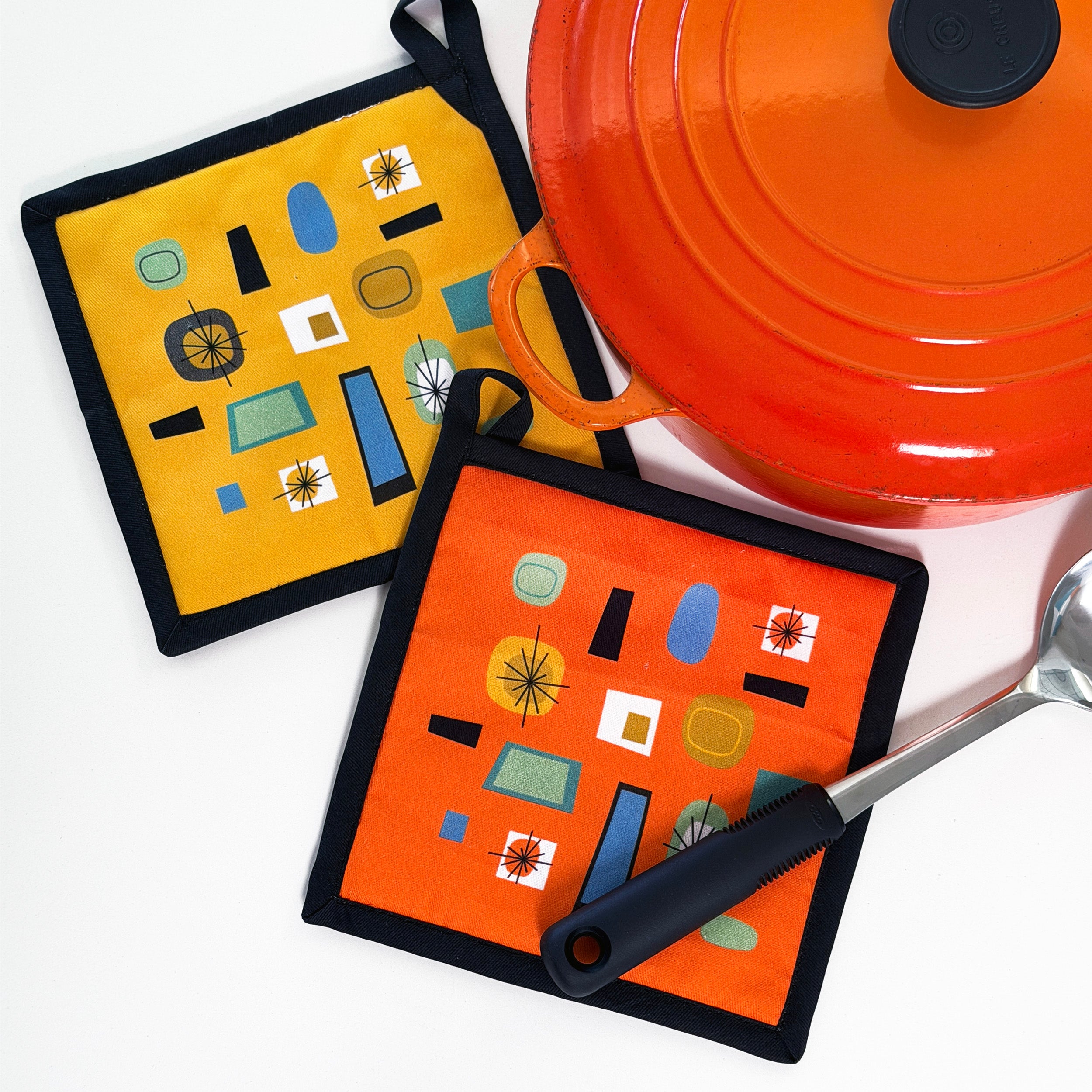 Pot Holder Set - Atomic Orange/Yellow