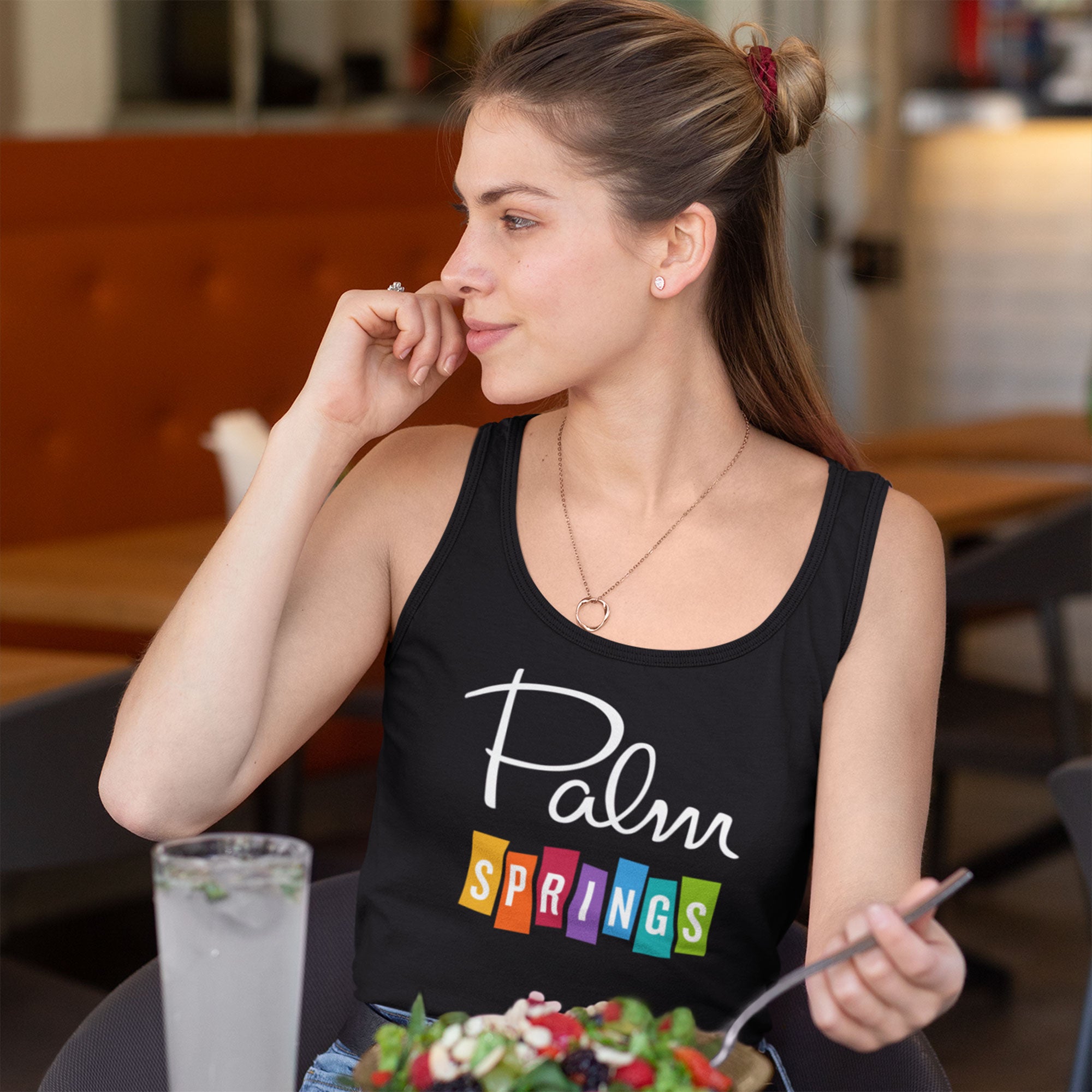 Palm Springs Rainbow Tank Top - Black
