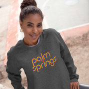Palm Springs Unisex Crewneck Sweatshirt - Disco Rainbow - Charcoal