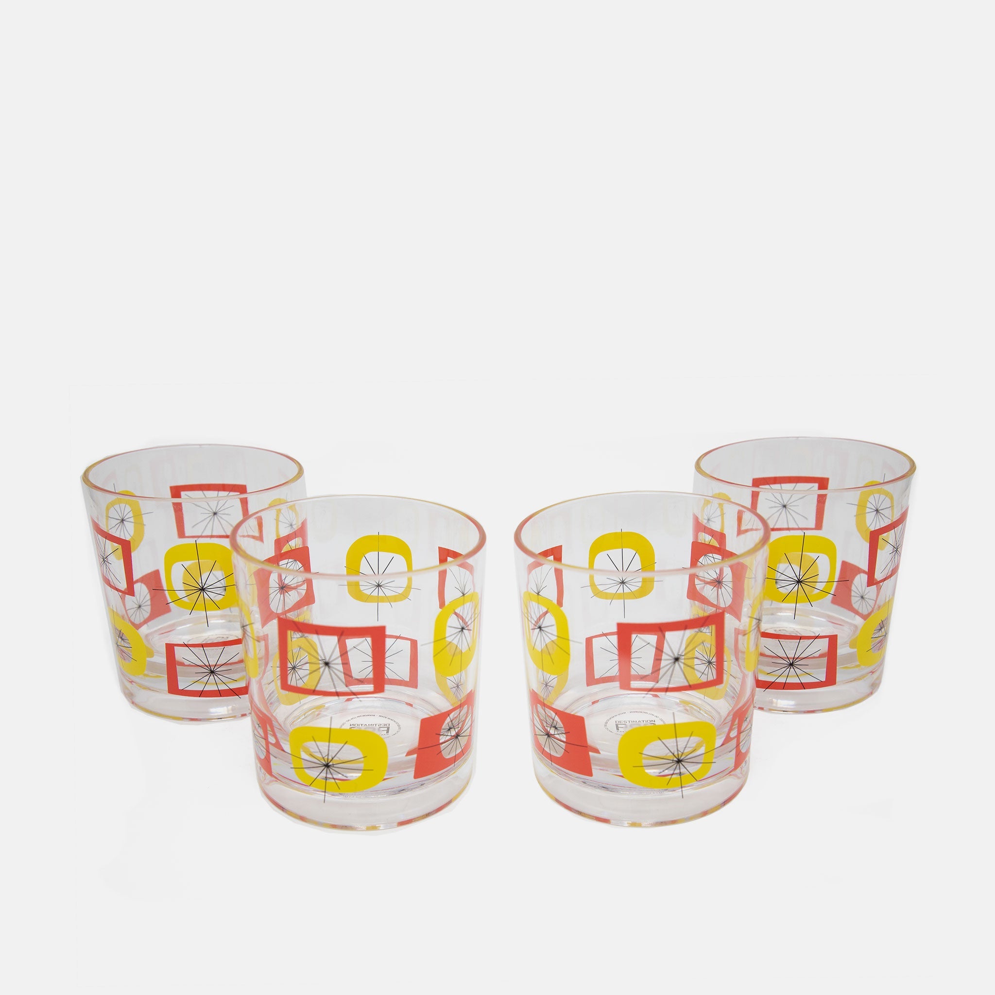 Atomic Acrylic Old Fashioned Glass - Set of 4 - Orange Yellow - Destination PSP