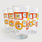 Atomic Design Glass Tumbler (Set of 4) - Orange/Yellow