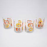 Atomic Old Fashioned Glass (Set of 4) - Orange/Yellow