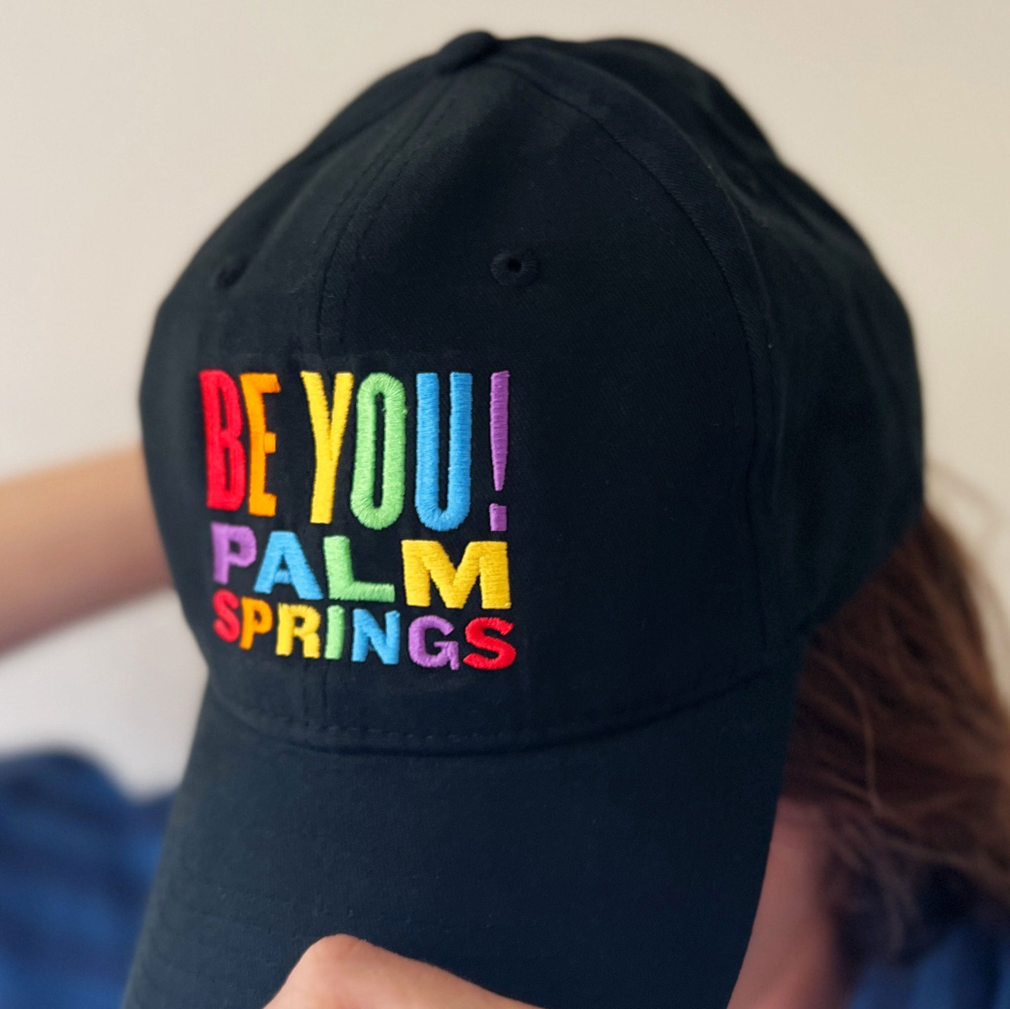 'Be You' Palm Springs Rainbow Baseball Cap - Black - Destination PSP