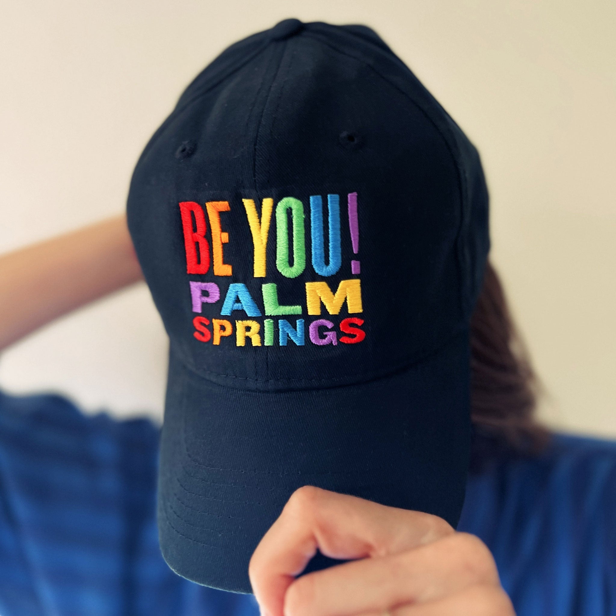 'Be You' Palm Springs Rainbow Baseball Cap - Black - Destination PSP