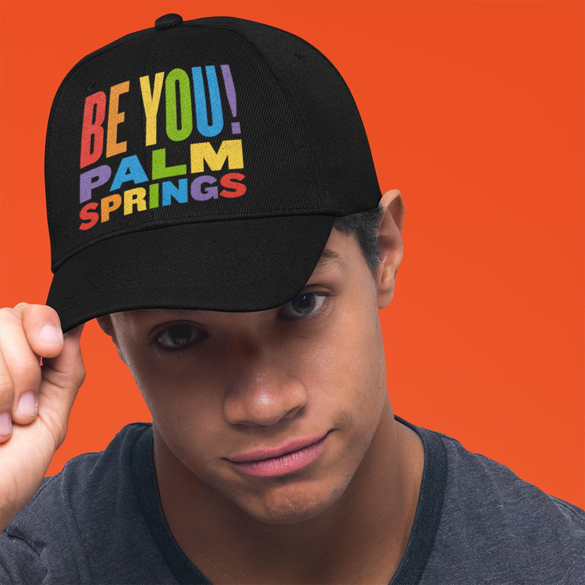 'Be You' Palm Springs Rainbow Baseball Cap - Black - Destination PSP