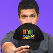 'Be You' Palm Springs Rainbow Baseball Cap - Black - Destination PSP