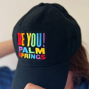 'Be You' Palm Springs Rainbow Baseball Cap - Black