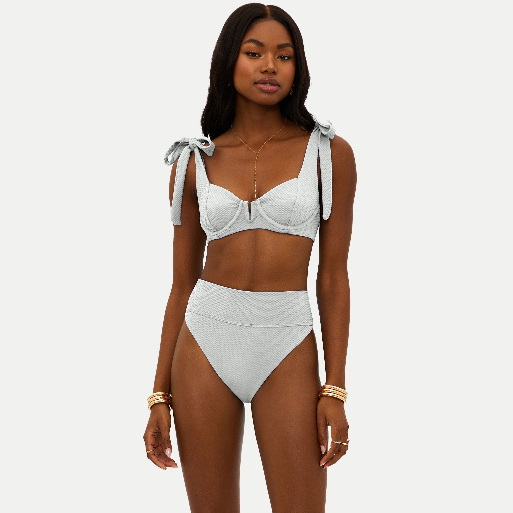 Beach Riot Highway Swim Bottom - Silver Shine