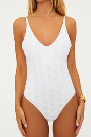 Beach Riot Reese One Piece Swimsuit - White Magnolia Eyelet - Destination PSP
