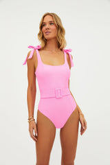 Beach Riot Sydney One Piece Belted Swimsuit - Prism Pink
