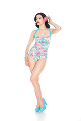 Bettie Page Maillot Swimsuit B72146 - Flamingo