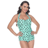 Bettie Page Sarong Front Swimsuit B1117Z - Kitty Kats