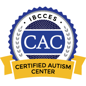 Certified Autism Center logo with blue and yellow design on a white background