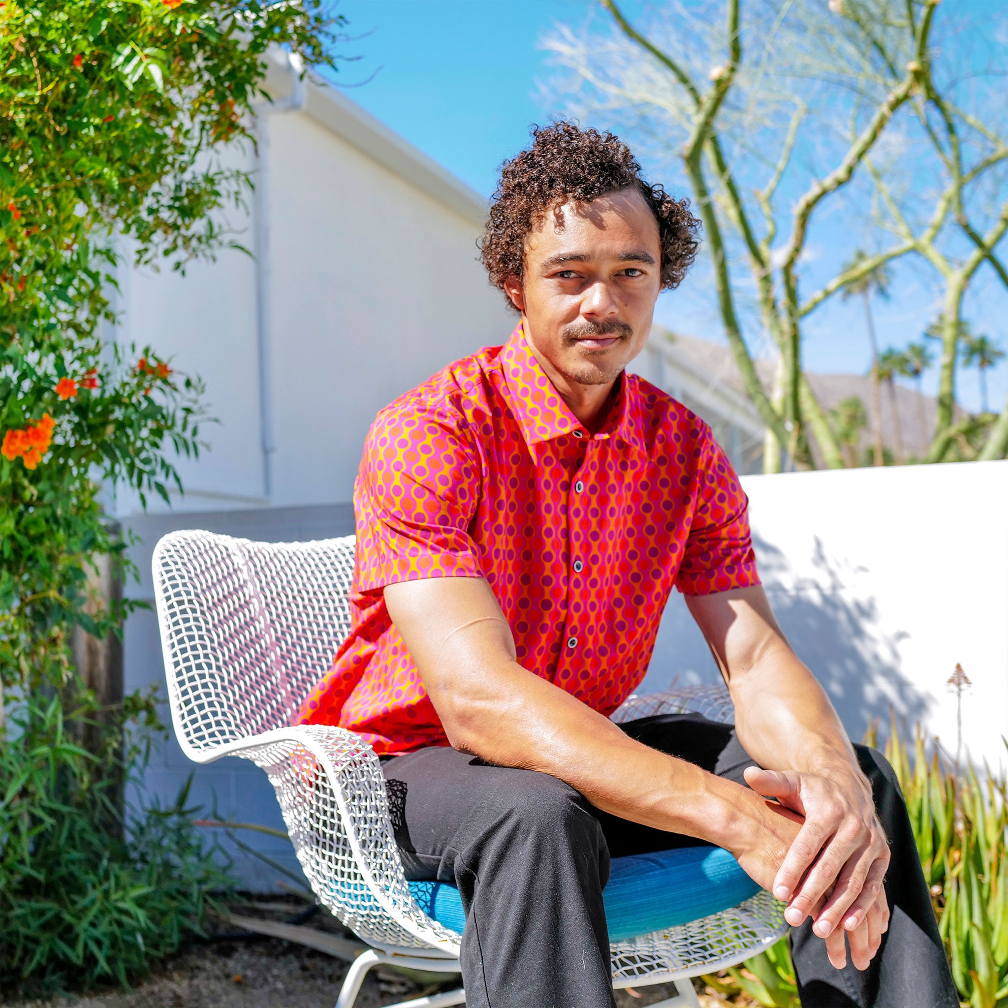 Cotton Mod Shirt - Red Bubbles