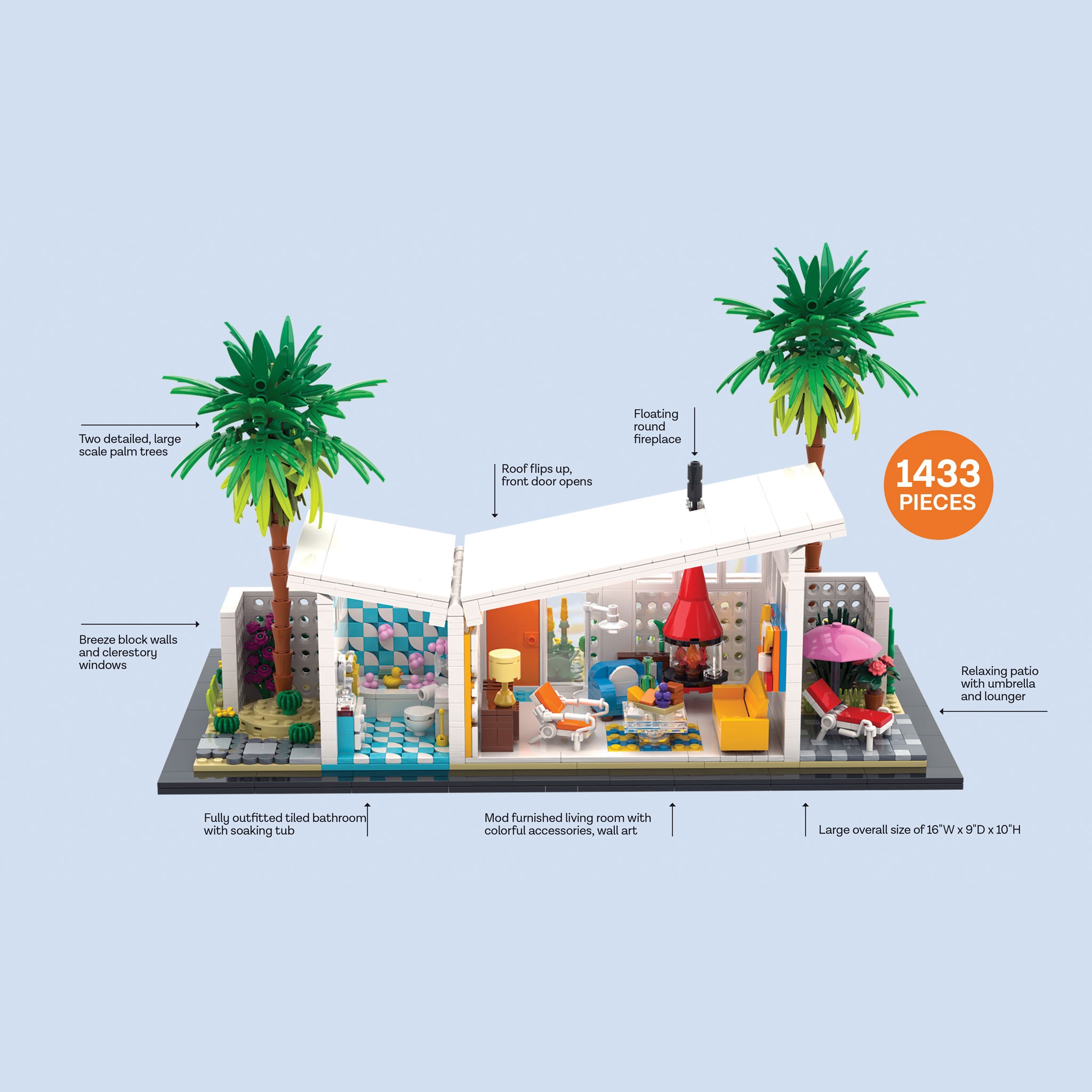 Collector's Series Palm Springs Midcentury Butterfly House Interlocking Brick Set