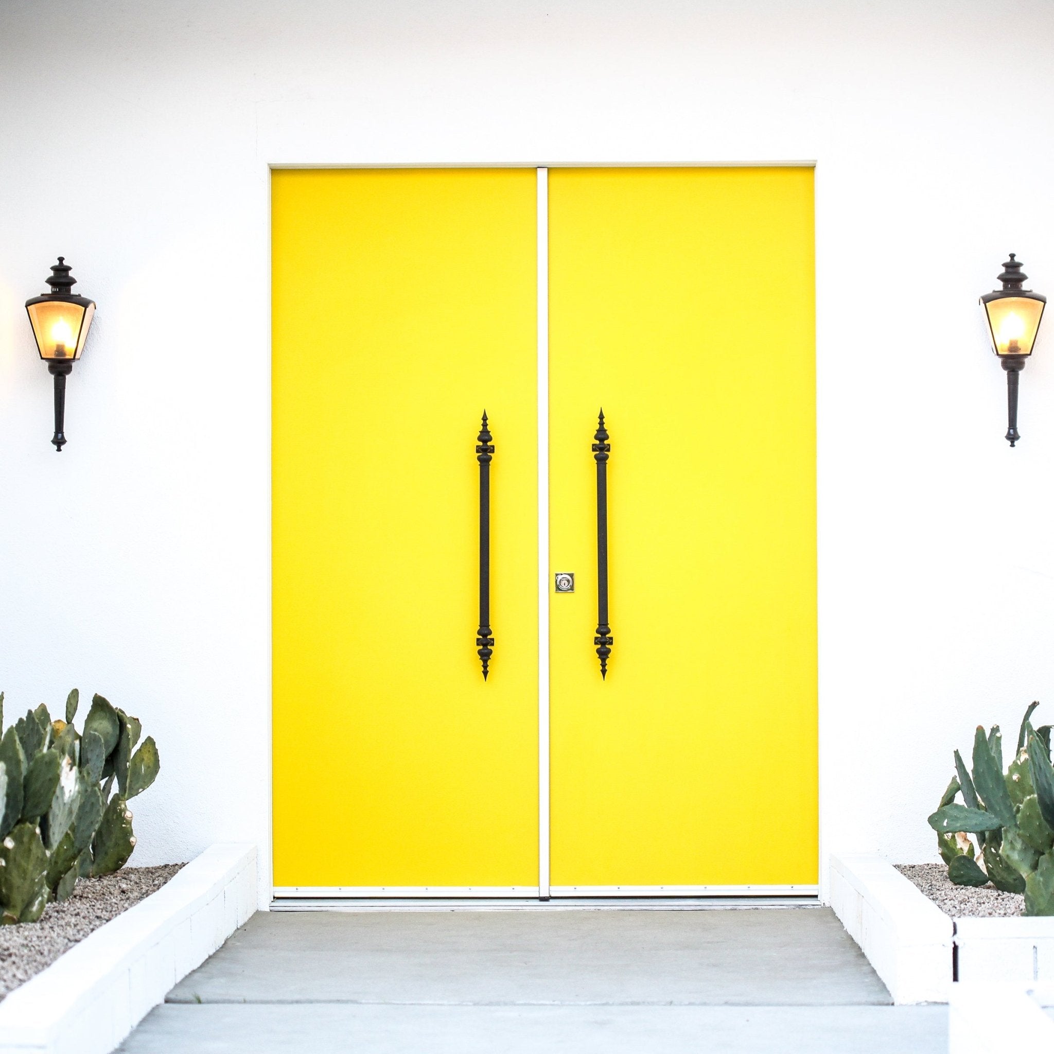 Doors of Palm Springs Photograph by Kelly Segré - Tall Handle Yellow Doors - Destination PSP