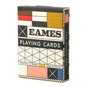 Eames playing cards packaging with geometric design on a white background