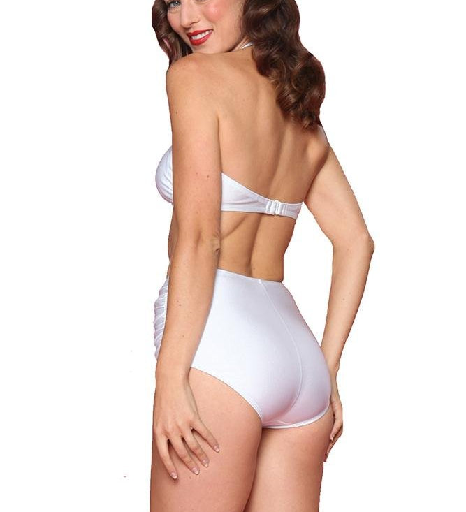 Esther Williams Retro High Waisted Solid Two-Piece Swimsuit Bottom E09001P - White - Destination PSP