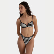 KYA Parker Swim Bottom - Black & White Stripe/Black - Destination PSP