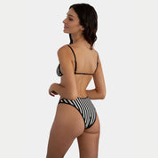 KYA Tessa Reversible Swim Top - Black & White Stripe/Black