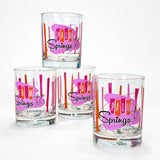 Palm Springs Martini Old Fashioned Glass - Fuchsia (Set of 4)