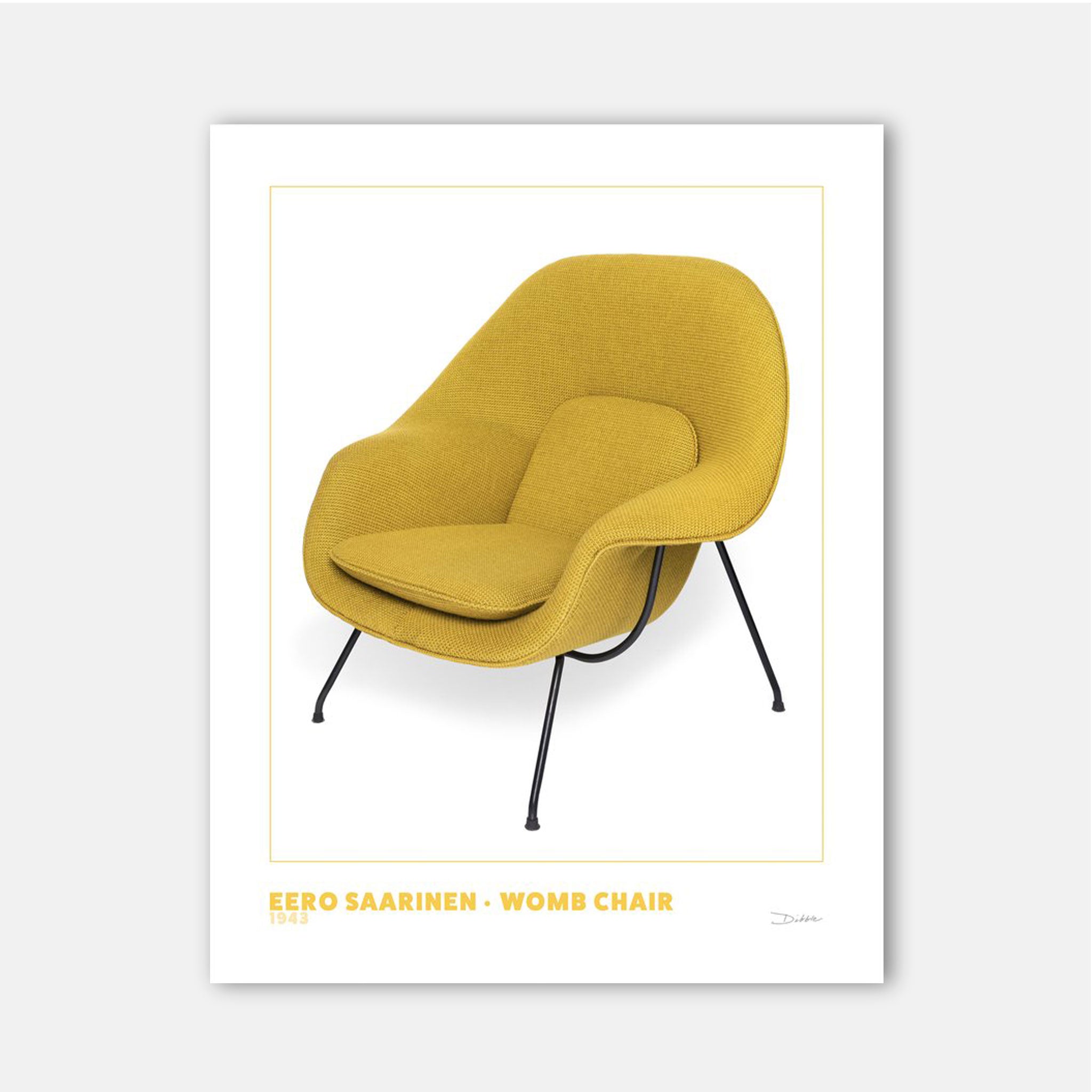 Midcentury Objectified Fine Art Print - Eero Saarinen Womb Chair - Destination PSP