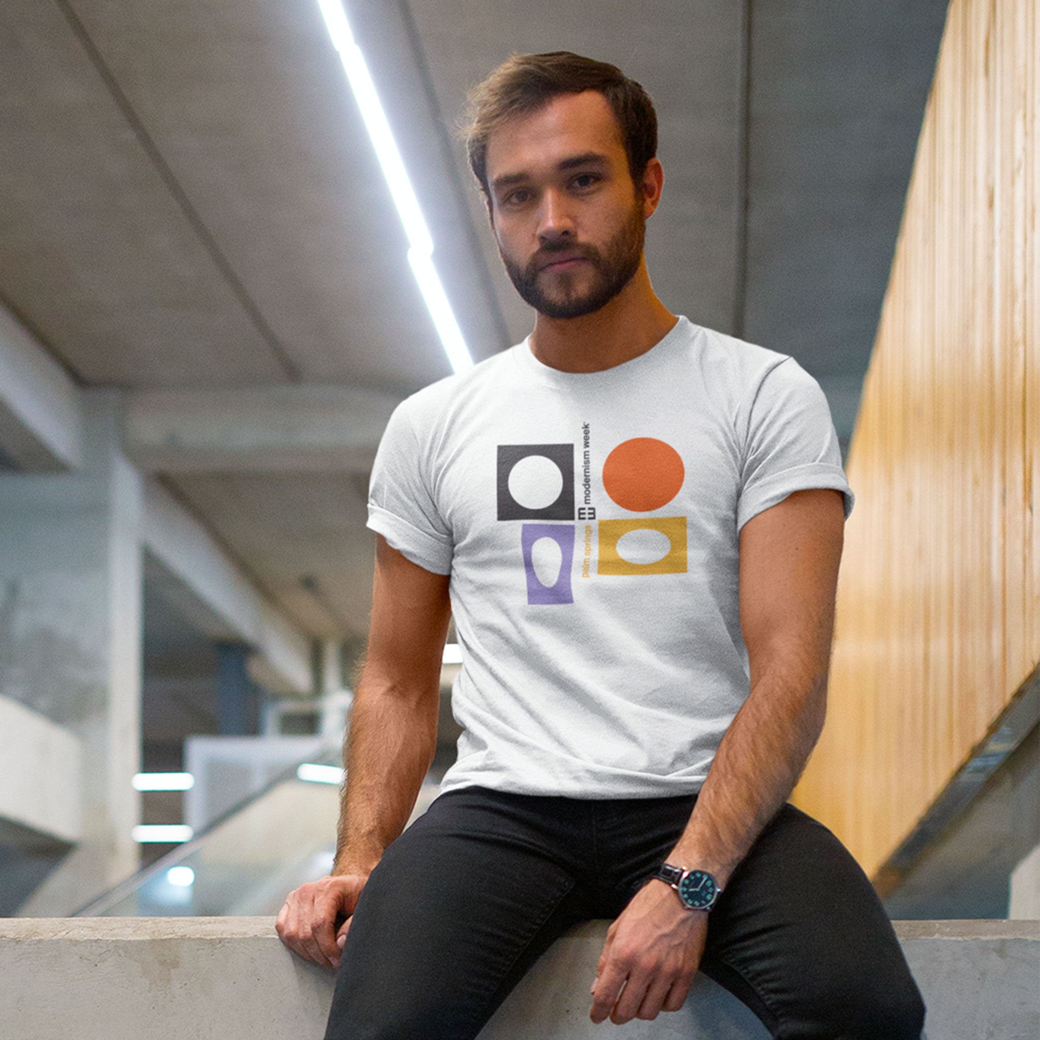 Modernism Week Mod Shapes Unisex T-shirt - White