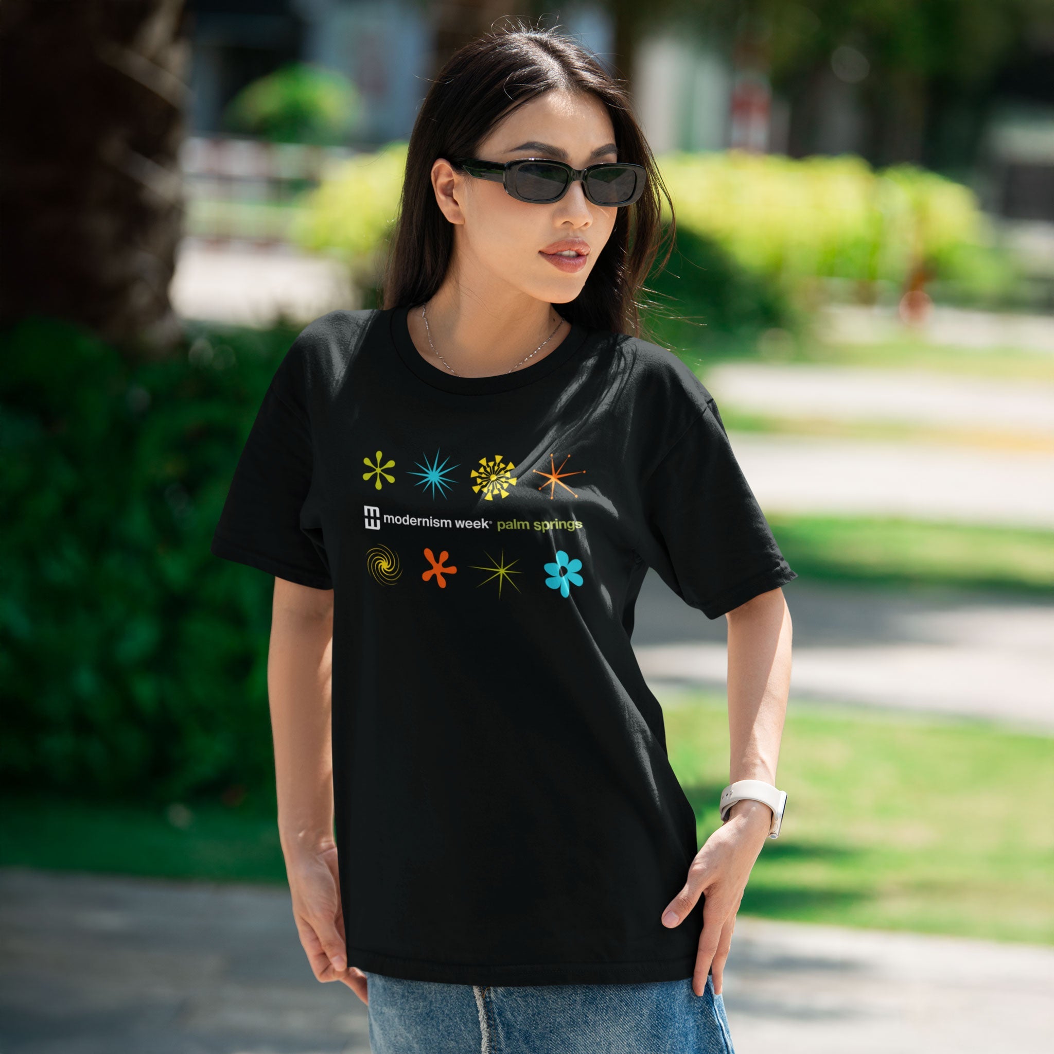 Modernism Week Unisex T-shirt - Starburst Design - Black - Destination PSP