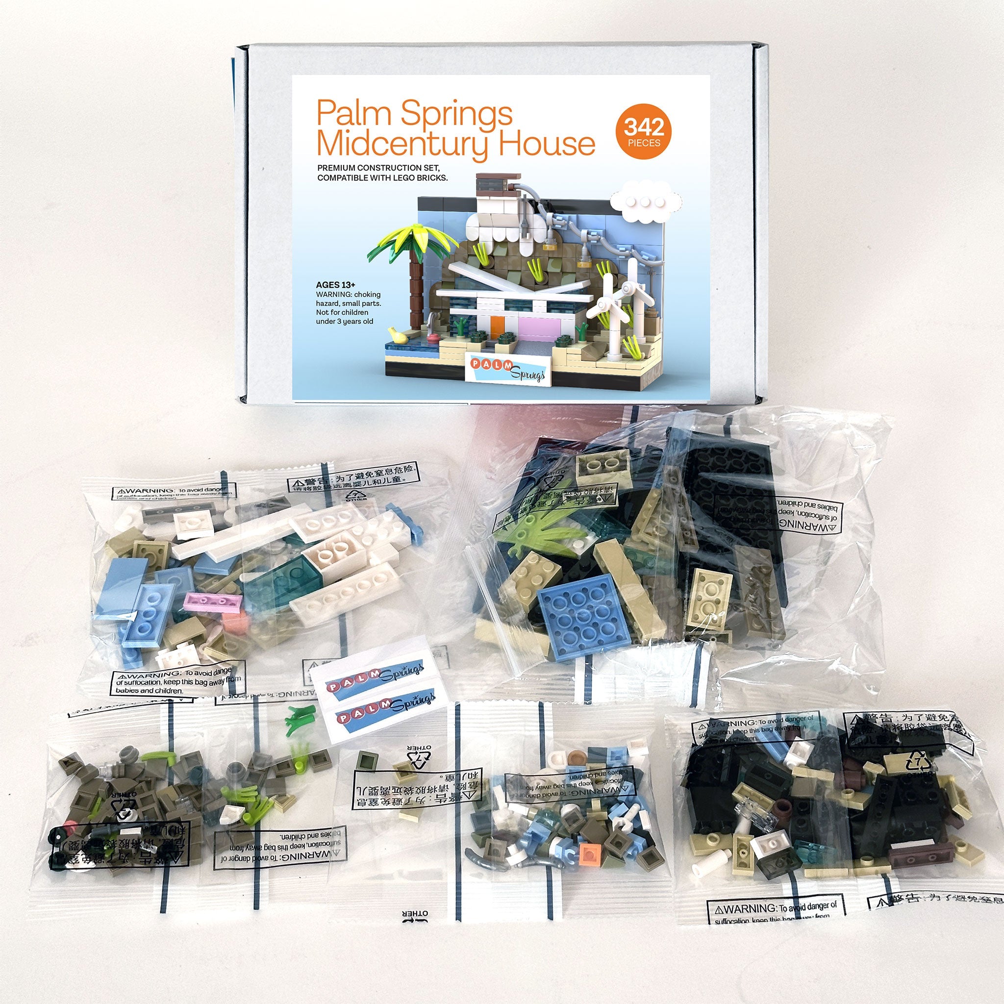Palm Springs Midcentury Butterfly House Interlocking Brick Set - Destination PSP