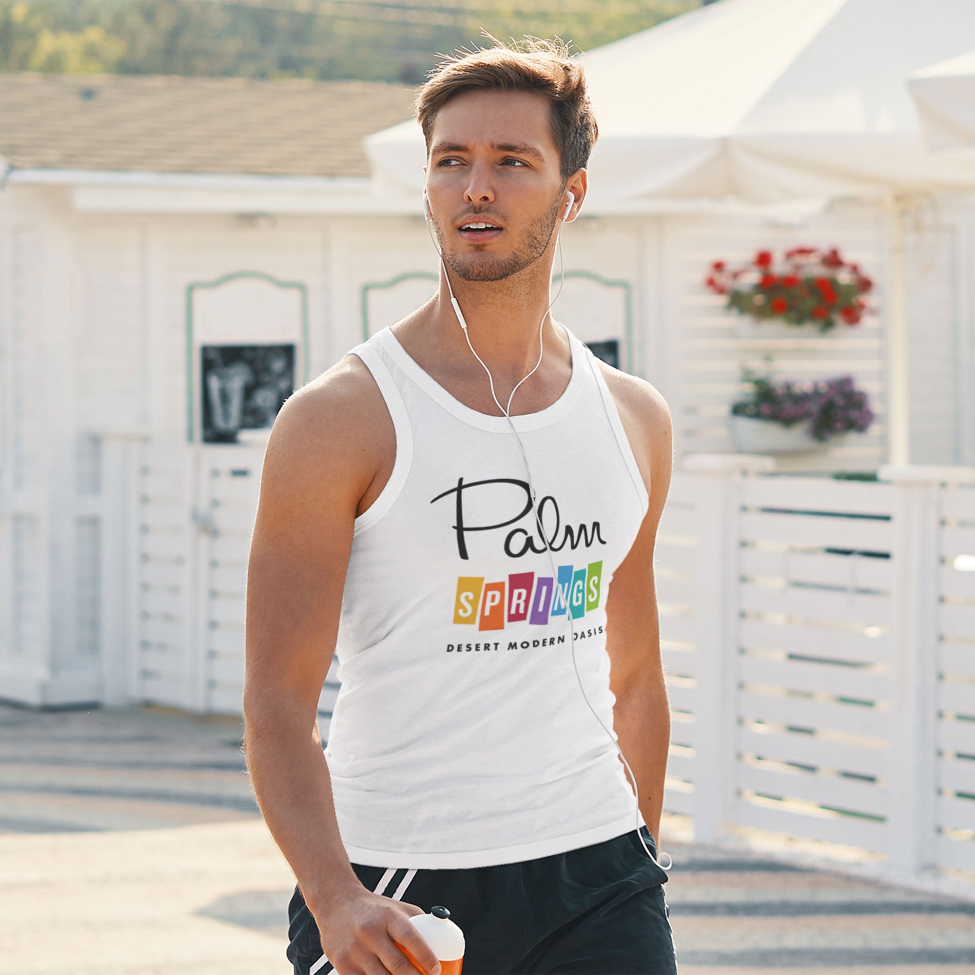 Palm Springs Rainbow Tank Top - White