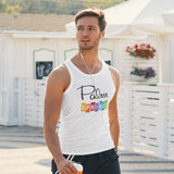 Palm Springs Rainbow Tank Top - White