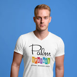 Palm Springs Rainbow V-Neck Unisex T-Shirt - White