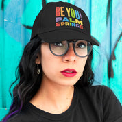 'Be You' Palm Springs Rainbow Baseball Cap - Black